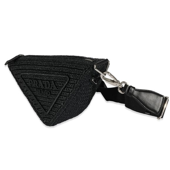 Prada Raffia Black Triangle Bag - Picture 2 of 8